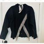 Black Denim Rhinestone Fringe Detailing Jacket Size L Photo 1