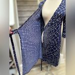 NEW Julie Brown Saks Fifth Ave Navy Crackle Wrap Dress Women’s S Elegant Midi Blue Photo 9