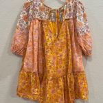 American Eagle Orange Floral Babydoll Mini Dress Sz XS Cottagecore Beach Light Photo 4