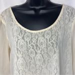 Altar'd State Cream Ivory Sheer Floral Lace Top Scoop Neck Size Medium V Back Photo 1