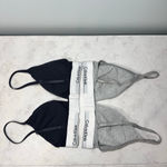 Calvin Klein Modern Cotton Lightly Lined Triangle XS Black & Gray Bralette Set Photo 1