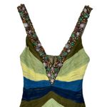 NWT Mandalay Quartz Green Blue Silk Beaded Sequin Midi Evening Gown Dress Size 4 Photo 1