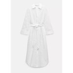 ZARA White Eyelet Embroidered Maxi Dress Large Belted Resort Coastal Vacation Photo 5