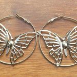 Gold Oversized Butterfly Decor Hoops Photo 3
