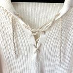 Ralph Lauren Polo  O Lace Striped Sweater Nautical White Navy Blue Chunky Knit Photo 2