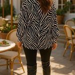 Allison Daley 18 Zebra Statement Blouse Artwear Oversized Bold Graphic Retro Photo 3