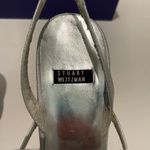 Stuart Weitzman  Strappy Silver Metallic Fabric Dress Heels Photo 6