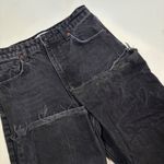 ZARA  Distressed Wide Leg Jeans Women's US 6 Ripped Black Denim High Waist Casual Photo 2