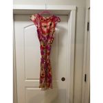 Fiori di Zucca Dress Womens 6 Multicolor Floral Wrap Tie Belt Sheer Maxi Lined Red Photo 3