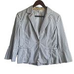 CAbi Women Jacket 4 Blue White Striped Cotton Peplum Preppy Boho Chic Y2K Retro Photo 0