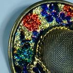 Lady's Hat Shaped Pin Brooch Multicolor Enamel Gold Tone Bow Flowers Vintage Photo 4