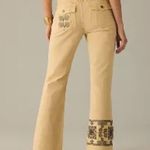 Anthropologie NWT 26T Pilcro Yaya Embroidered Mid-Rise Crop Flare Jeans in Cream Photo 3