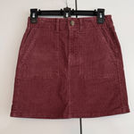 American Eagle  Corduroy Mini Skirt | Burgundy | Size 00 | Pockets Photo 0