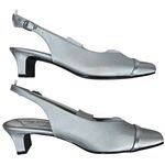Easy Street Silver Satin Sayo Slingback Heels Women's Size 6N Dance Flex Outsole Photo 3