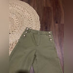 Bellerose green button front pants denim cotton $300 contemporary winter boho Size 0 Photo 4
