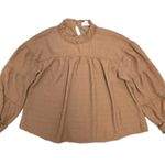 Love Riche Peasant Ruffle Boho Loose Blouse Women Size Large Mustard Yellow Flowy Sleeve Photo 1