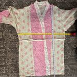 Eloise Women’s Size S M Cream Ivory Pink Floral Cotton Belted Short Robe Size M Photo 5