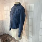 Peyton Jensen Evereve Blue Full Zip Lined Cotton Blend Moto Jacket Size Small Photo 2
