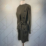 ZARA Army Green Dress with Buttons and Belt Photo 5