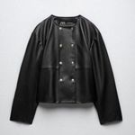 ZARA NWOT  FAUX Vegan LEATHER BLAZER  3046/042/800 Large Bloggers Fav Photo 5