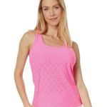 Lilly Pulitzer  - NWT Asana Bra Tank Top Pink Eyelet Racerback Shelf Bra Sz L Photo 0