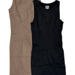 OQQ Seamless Ribbed Shapewear Tank Dresses, Black & Tan, Sz S Photo 0