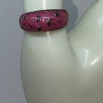 Handmade Antiqued Silver-Tone Pink Glitter Sparkle Ring Women's Size 8.5 Photo 1