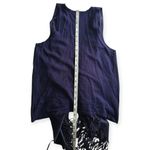Stylish navy blue vest with fringe detailing. Perfect for layering. Size M Size M Photo 9