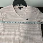 Brooks Brothers  V Neck Tee Shirt Size XS White with Orange Stripes EUC Photo 6