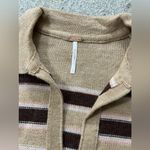 Free People  100% Marino wool Striped Brown and Tan Sweater XL Photo 5
