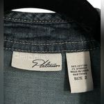 Chico's Platinum Retro '80s ‘90s Dark Blue Jean Denim Ruffled Eyelet Vest Sz 2 Photo 2