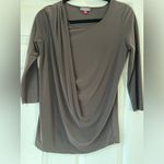 Vince Camuto  Women's Small‎ Brown Draped Front Long Sleeve Dressy Blouse Photo 8