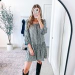 Max Studio B&W Gingham Check Peasant Babydoll Mini Dress Photo 10