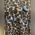 Badgley Mischka Women's Mischka blue multi-color long sleeve button down shirt size medium Photo 8