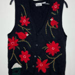 Capacity cardinals sweater vest black red women’s size large winter holiday Photo 0