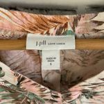 J.Jill Women’s  100% linen pink & green floral tropical cream print blouse Small Photo 2