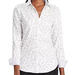 CHAPS lavender white floral no iron cotton button down size large Photo 0