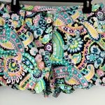 Crown & Ivy Shelby Sz 4 Floral Paisley Pink Green Blue Scalloped Stretch Shorts Photo 0