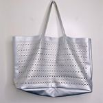 Saks 5th Avenue Sak’s Fifth Avenue Silver Laser Cut Tote Bag Shopping Bag Photo 0