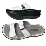 Alegria White Leather Slide Sandals 37 US 7 Comfort Butterfly Sole Photo 4