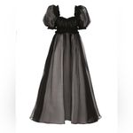 SELKIE The Caviar Lace Boudoir Silk Dress, Black, Small Black Photo 3