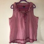 Gap Blouse Pink & Cream Patterned Sleeveless Ruffle Bow Blouse Sz XXL EUC Photo 2
