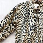 Jordan  Animal Print Blouse Womens‎ Medium Mobwife Retro Safari Classic Roll Tab Photo 2