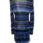 Laundry by Shelli Segal  striped bodycon V-neck long sleeved dress blue green M Photo 1