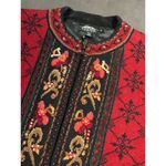 Icelandic Design Red Floral Snowflake Cardigan Sweater Winter Holiday M C Photo 1