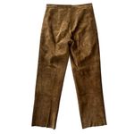 Brandon Thomas 100% Leather Brown Suede Pants High Rise Straight Leg Womens 6 Photo 1