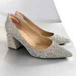 Betsey Johnson  Silver Rhinestone Paige Women's Block Heel Pumps Photo 1