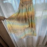 Romantic Midi Dress Sz 12 Tasseled Belt High Low Fairy Whimsy‎ Ruffle Hem Pastel Photo 2