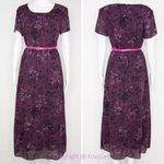 Ronni Nicole vintage plum color floral print short sleeves maxi dress, 8 Purple Photo 1