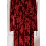 CAbi  Long Sleeve Shirt Dress Floral mesh XS 4392 button down red burgundy Photo 3